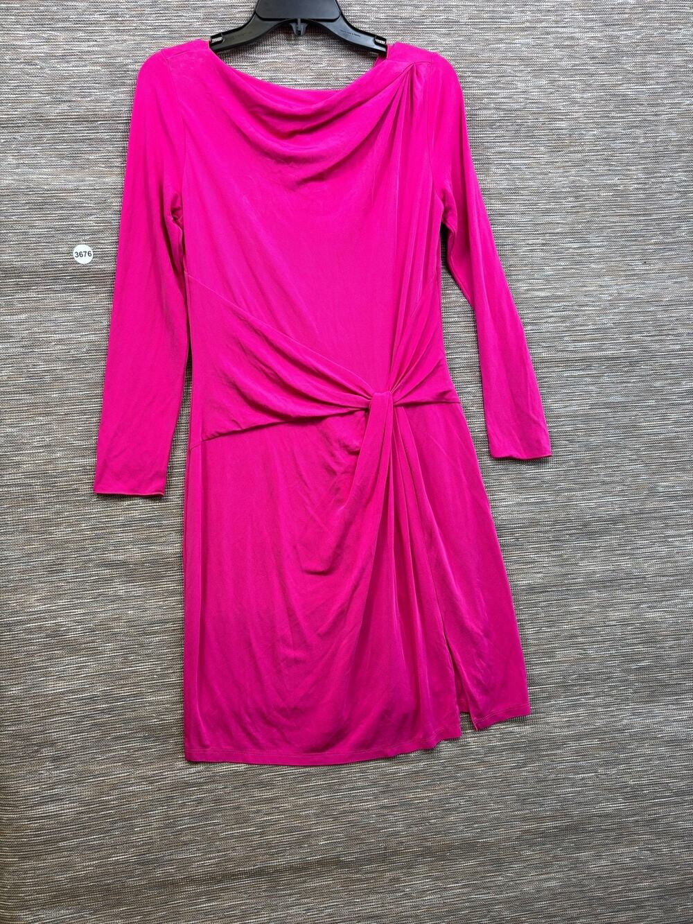 Armani Collezioni Dress Womens 8 Pink Jersey Sheath Knot Front Side Slit Italy